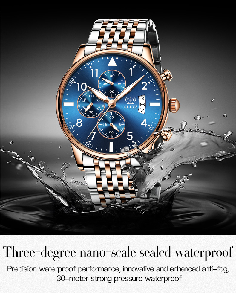 Men’s Watch  OLEVS Original chronograph Waterproof Sports Business Watch for Men Multifunctional Digital Watch