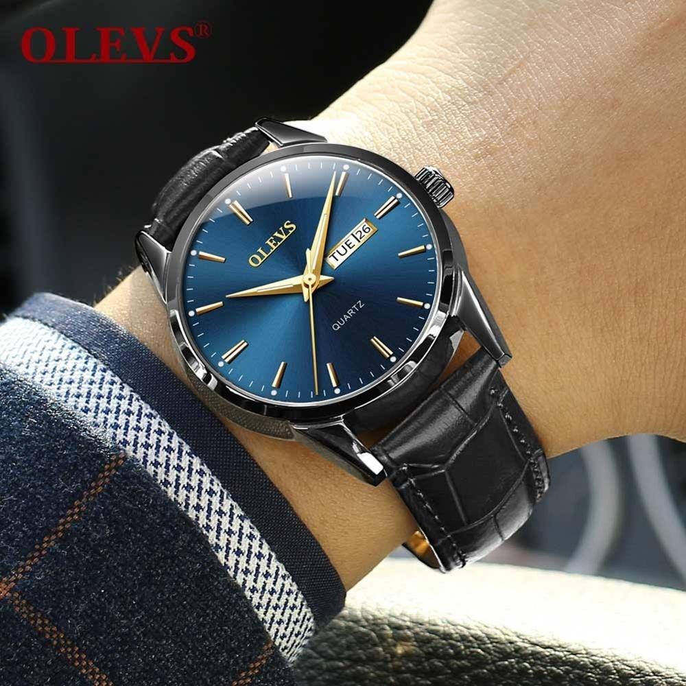 OLEVS Luxury Dual Calendar Luminous Quartz Men’s Watch
