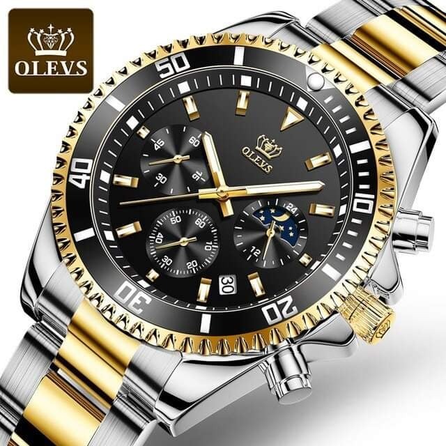 OLEVS Mens Watches Chronograph Stainless Steel Waterproof Date Analog Quartz Fashion Business Wrist Watches for Men-02