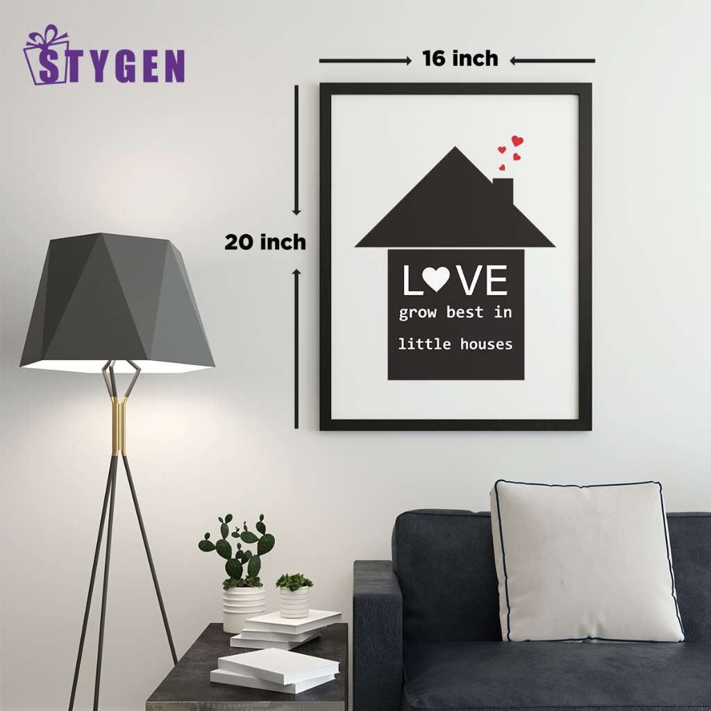 Wooden Wall Frame - Love Grow Best in Little Houses