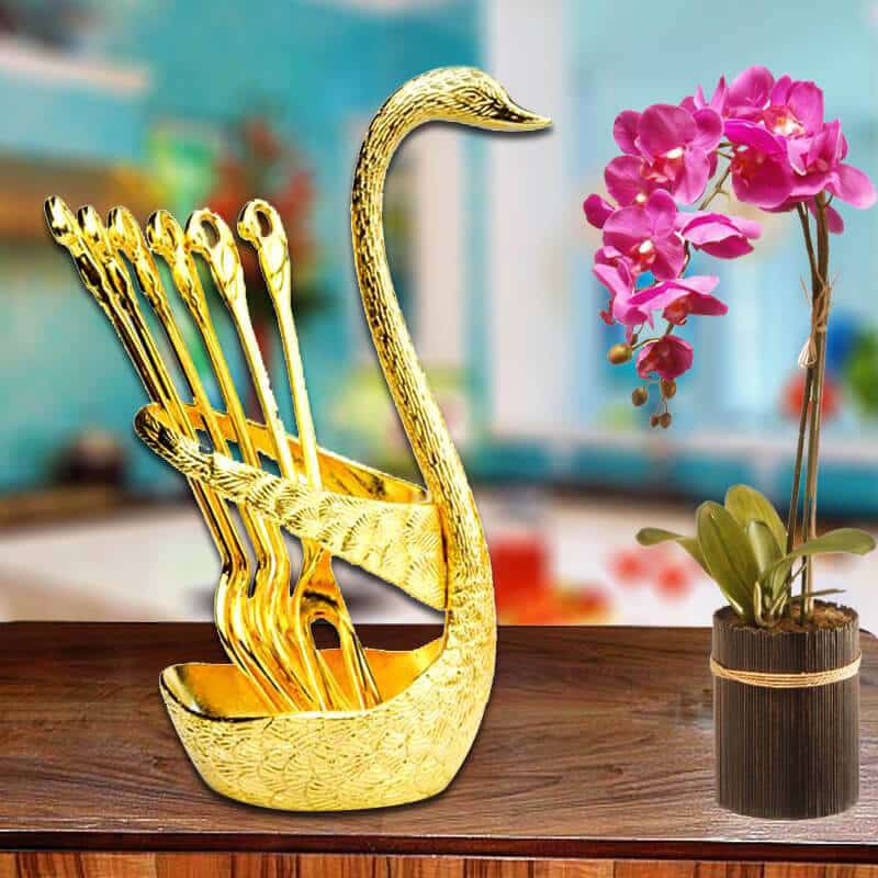 Swan Tableware Holder- 6 Spoon Set