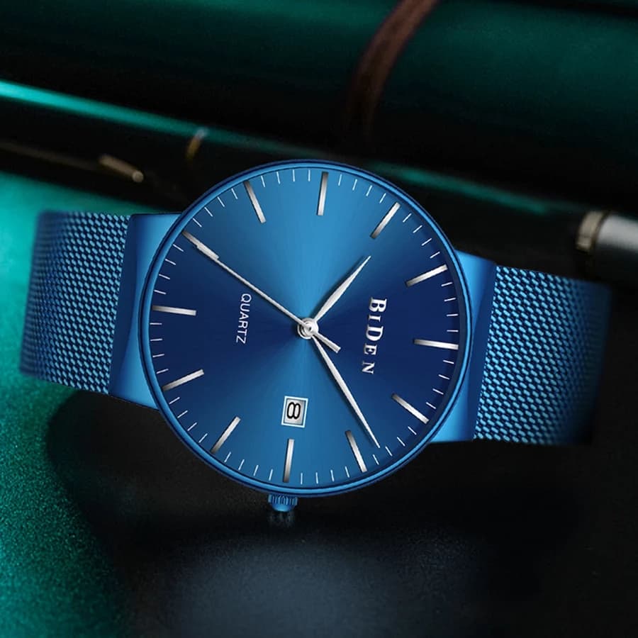 Biden Fashion Casual Quartz Stainless Steel Waterproof-Royal Blue Watch For Men