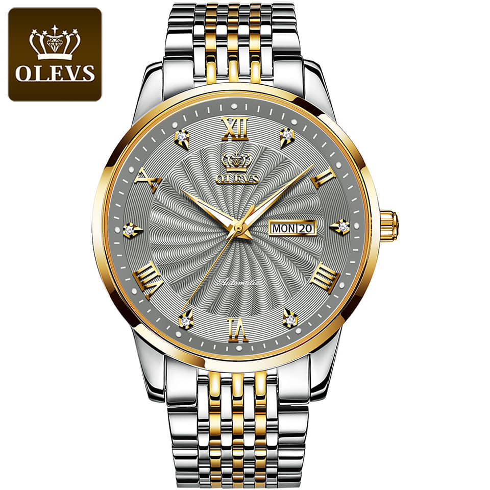 OLEVS Fashion Watch For Men Greay golden with Stainless steel