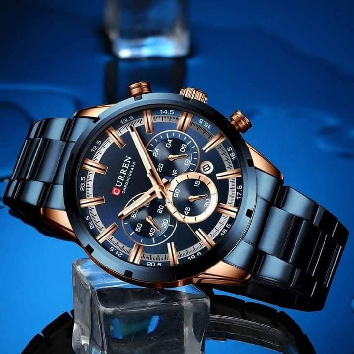 CURREN Royal Blue Stainless Steel Chronograph Watch For Men(04)