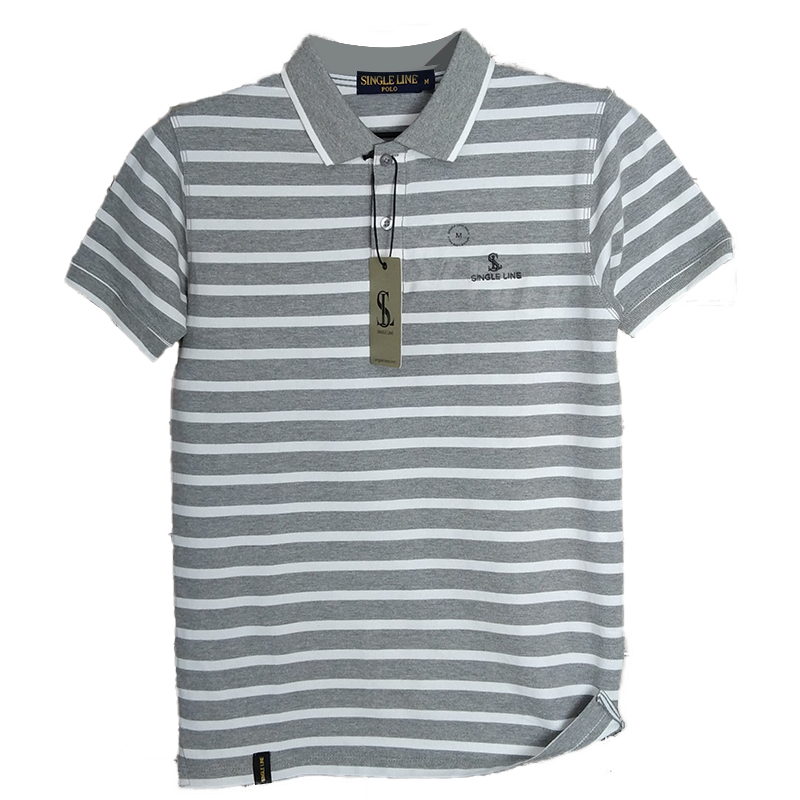Stylish Auto Stripe Short Sleeve Polo T-Shirt For Man
