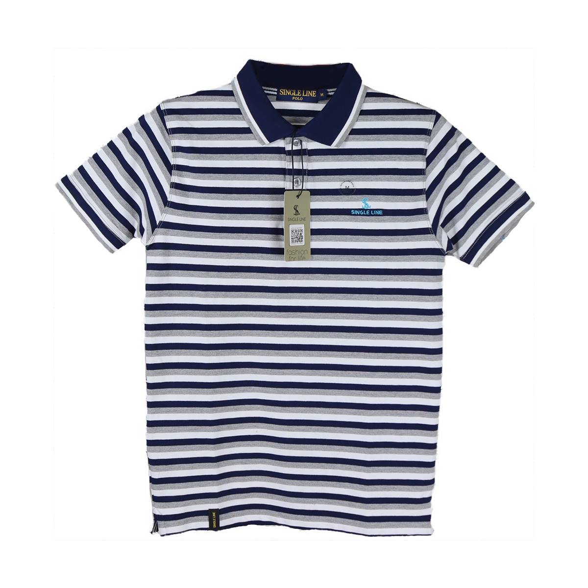 Stylish  Stripe Short Sleeve Polo T-Shirt For Man