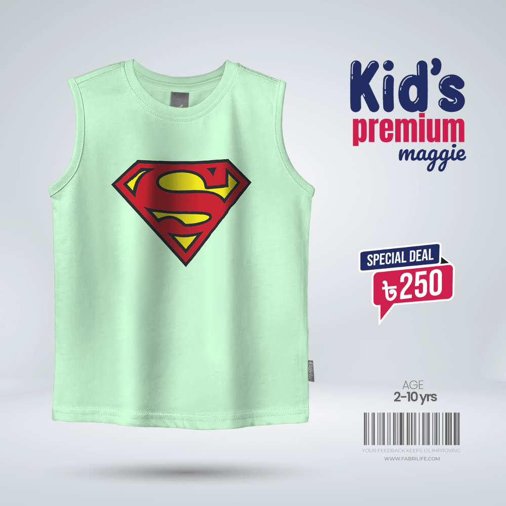 Kids Premium Maggie T-shirt- Superman 100% Cotton