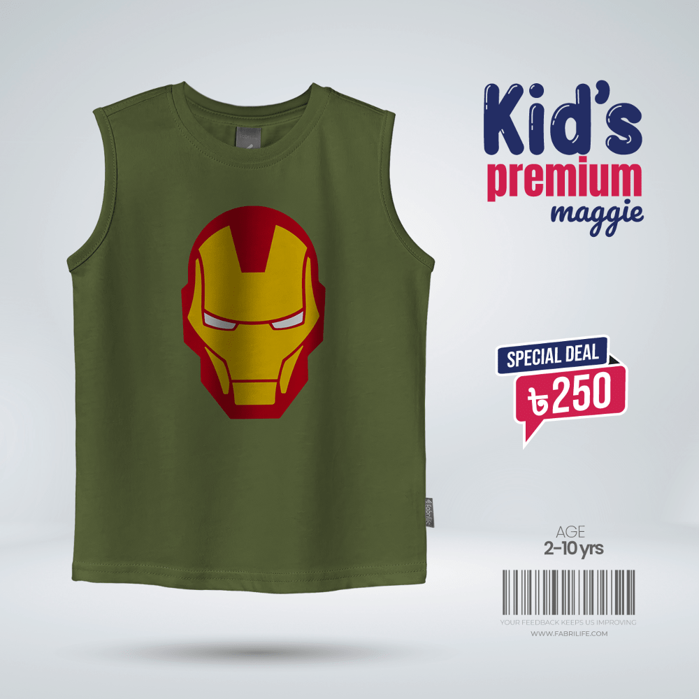 Kids Premium Maggie T-shirt- Ironman 100% Cotton