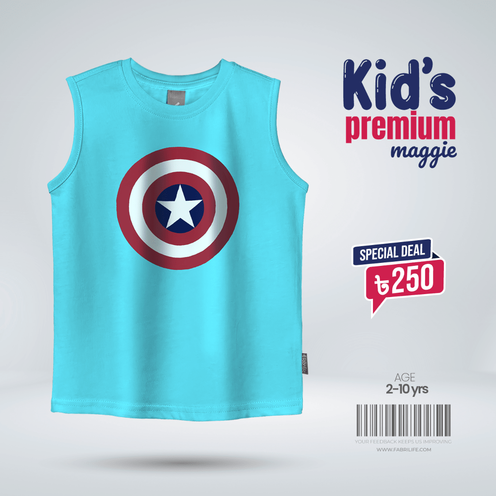 Kids Premium Maggie T-shirt- Captain America 100% Cotton