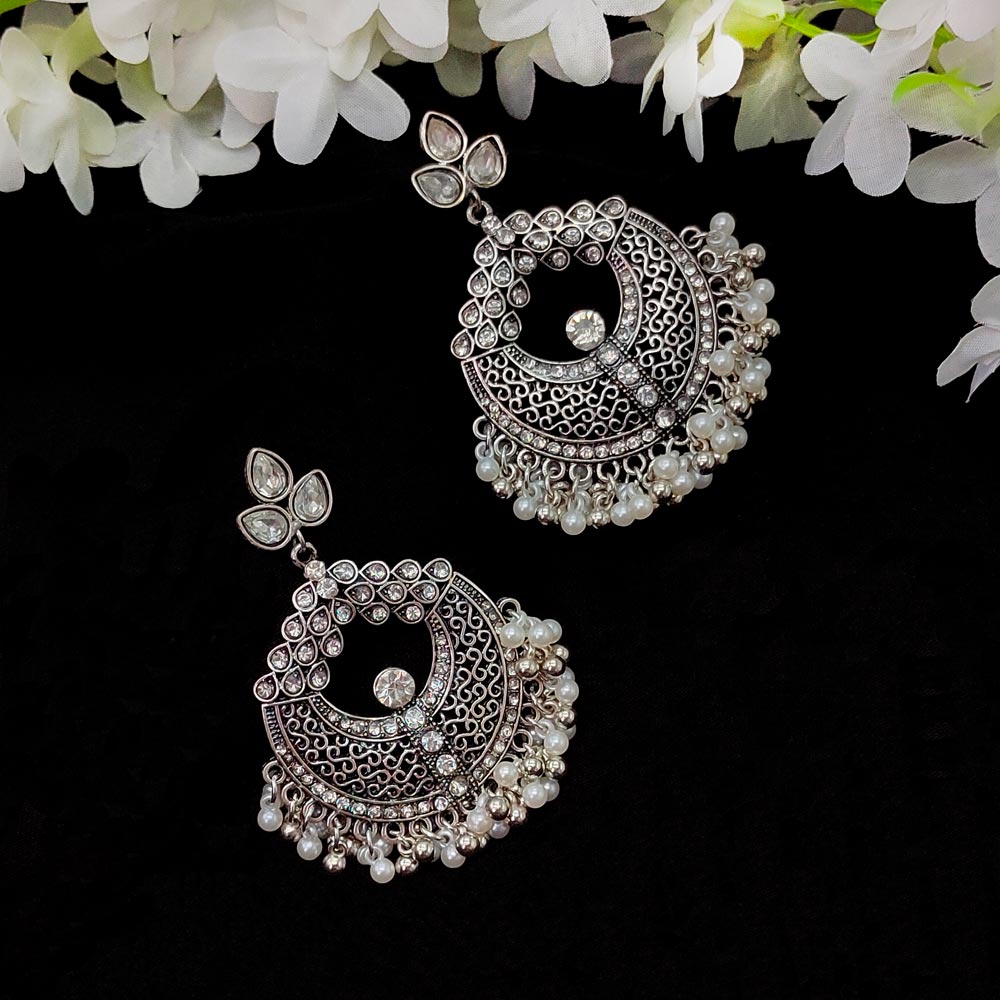 Silver Color Antique Earring. Made In India