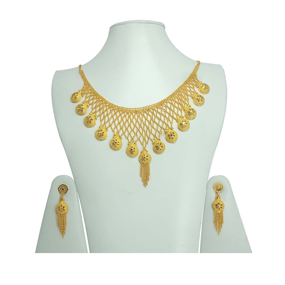 Traditional Gold Plated Necklace With Earrings