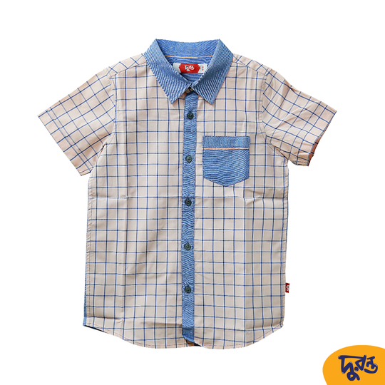 Peach 100% Cotton Shirt for 7 to 12 Years Boys