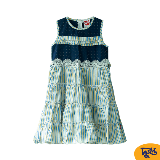 Multicolor 100% Cotton Frock Toddler Girls