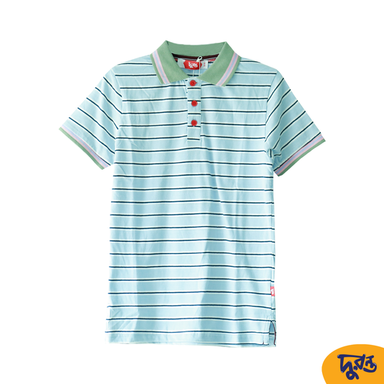 Sky Y/D Stripe 100% Cotton, S/J Polo T-shirt for 7 to 12 Years Boys