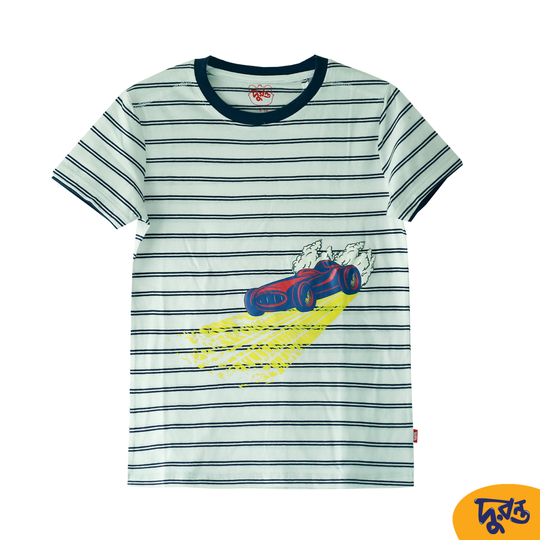 Grey Stripe 100% Cotton T-shirt for 7 to 12 years boys