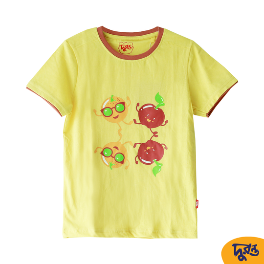 Yellow 100% Cotton T-shirt for 1.5 to 6 Years Boys
