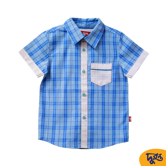 Blue 100% Cotton Shirt for 1.5 to 6 Years Boys
