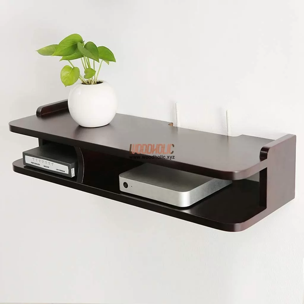 Wooden TV Cabinetb & WiFi Router Floating Shelf
