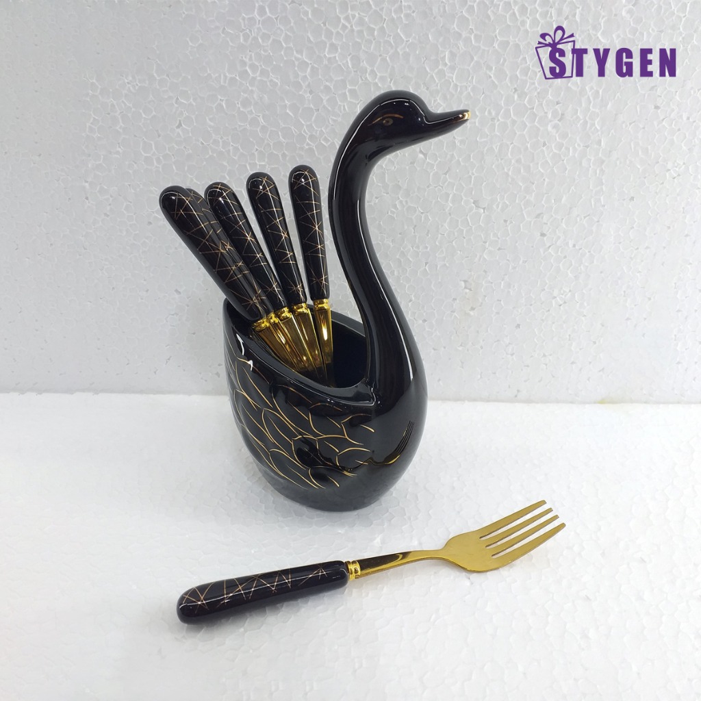 Swan Tableware Holder- 6pcs Spoon Set