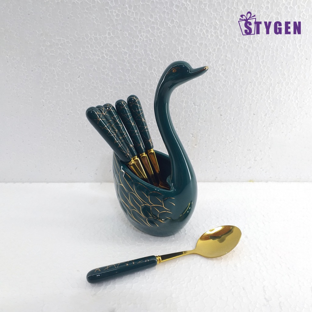 Swan Tableware Holder- 6pcs Spoon Set