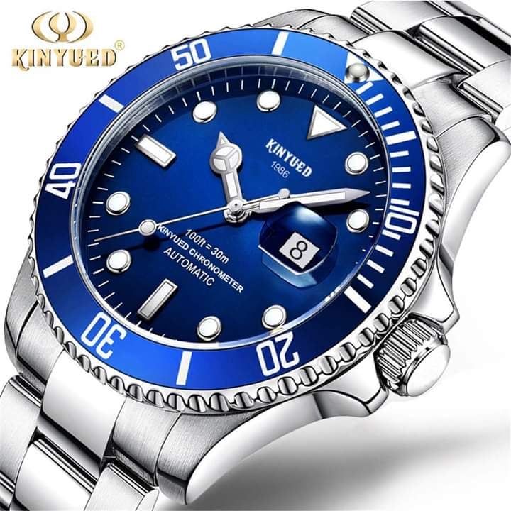 KINYUED  Automatic Mechanical Watch Silver blue