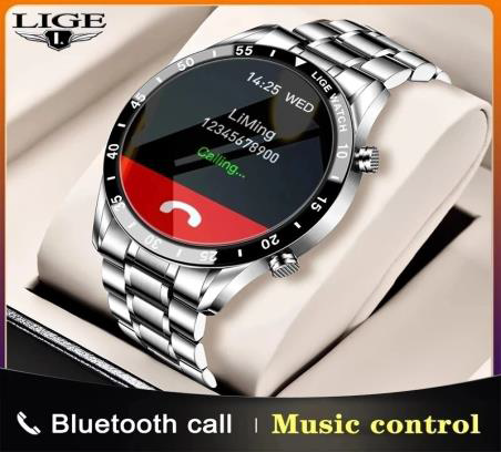 LIGE Men Smart Watch Bluetooth Call Blood Pressure Heart Rate Monitoring Sports Watches Waterproof Smartwatch