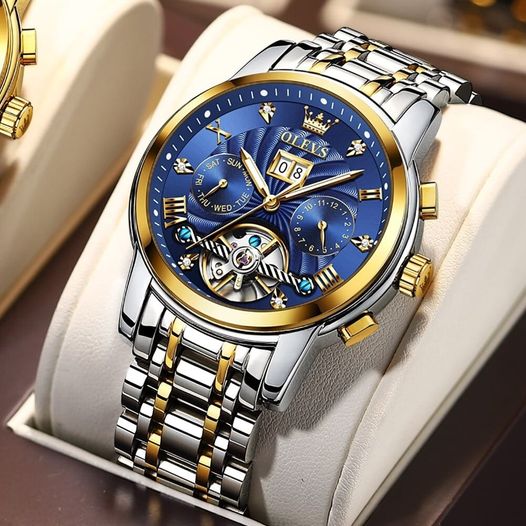 OLEVS Watch For Men  50M Waterproof Automatic Mechanical Multi-Function Retro Luxury Luminous Watch