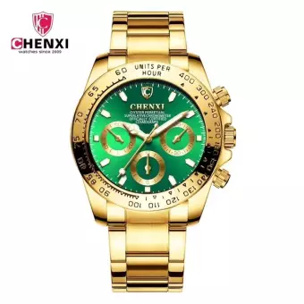 Chenxi Men's Watch Black Stylish 30 Meter Waterproof Luminous Hands Casual Male Golden Wristwatch
