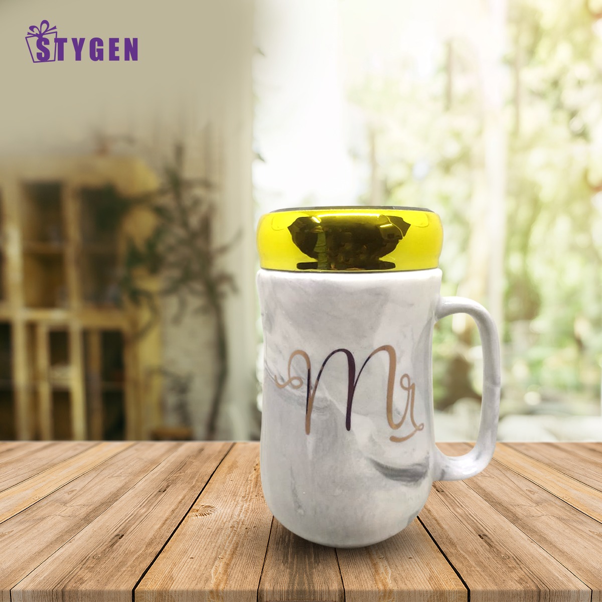 Thermos Ceramic Coffee Mug with Glass Mirror Lid - 11