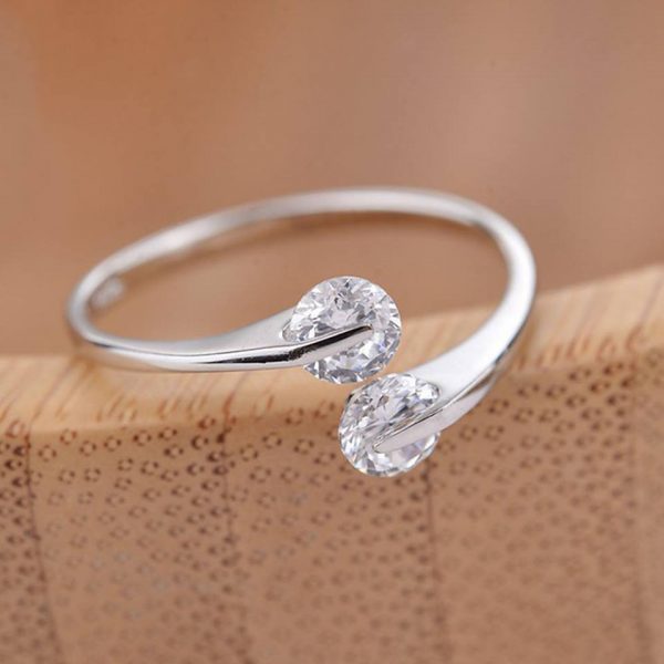 Silver Color AD Stone Finger Ring