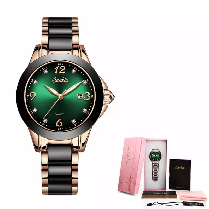 SUNKTA New Fashion ladies  Ceramic Wristwatch Quartz Watch