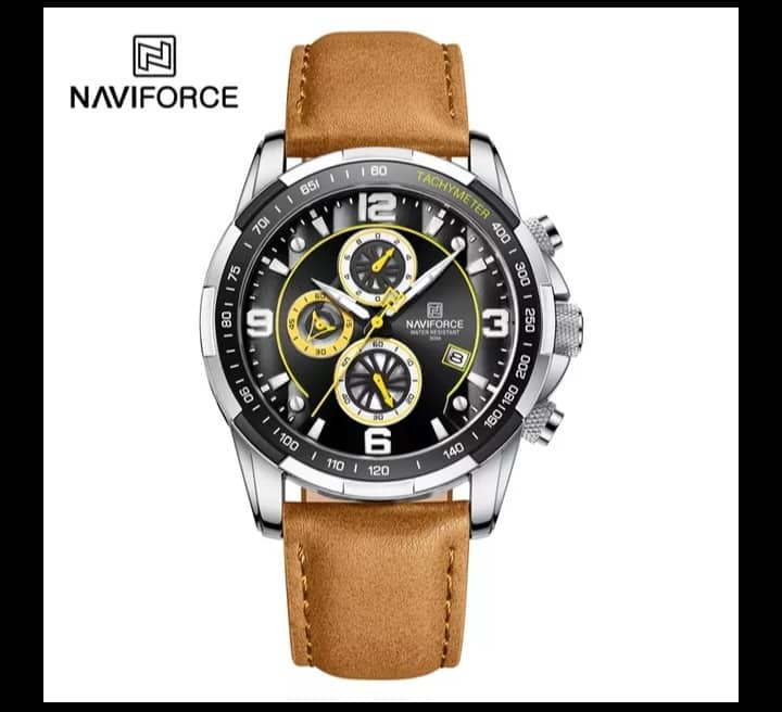 Naviforce 2022 8020Y Pu Leather Wrist Watch For Men