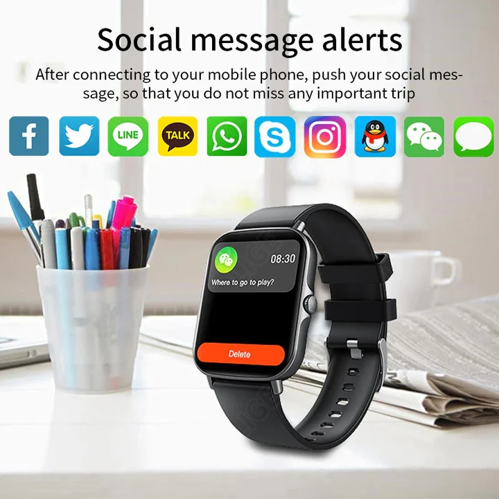 Asunlike Black full touch smart watch fitness tracker