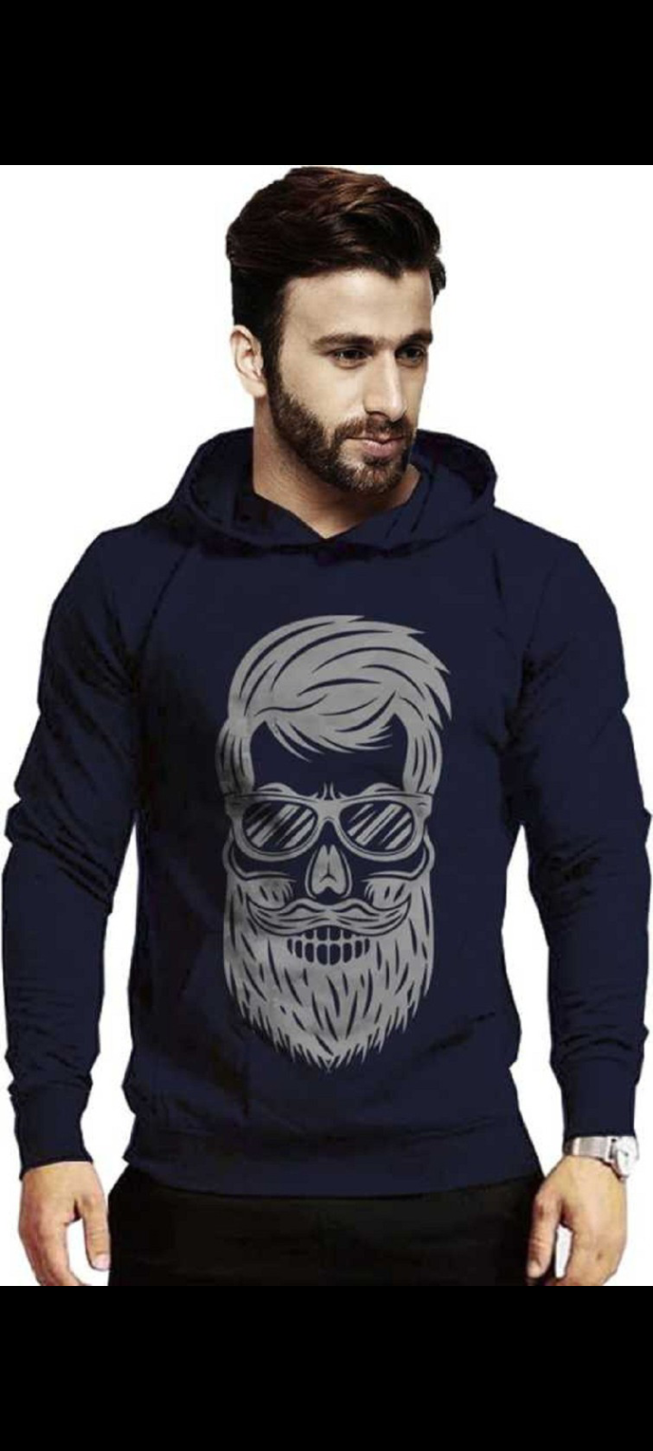 Stylish Casual Long Sleeve Hoodie For Men (Navy Blue)