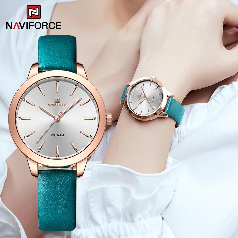NAVIFORCE Quartz Leather Simple Fashionable Ladies Wrist Watch