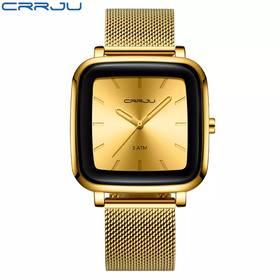 CRRJU Men's Watches Top Brand Luxury Quartz Watch(Golden)