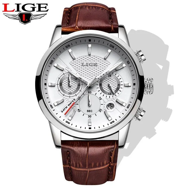 LIGE WATCHES BRAND LUXURY LEATHER