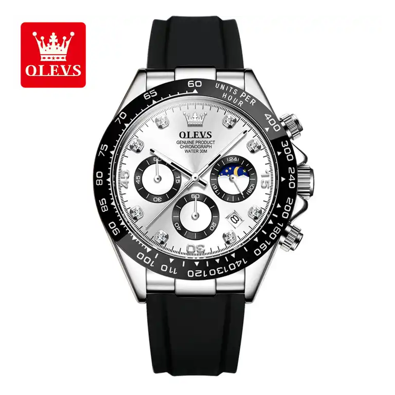 OLEVS Luxury Luminous Men Date Chronograph Sport Wristwatch (White)