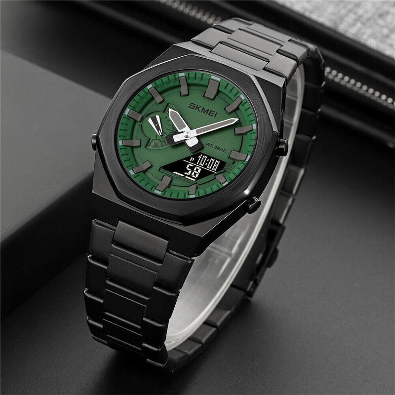 SKMEI Men Luxury Steel Male Digital Wristwatch (Green)