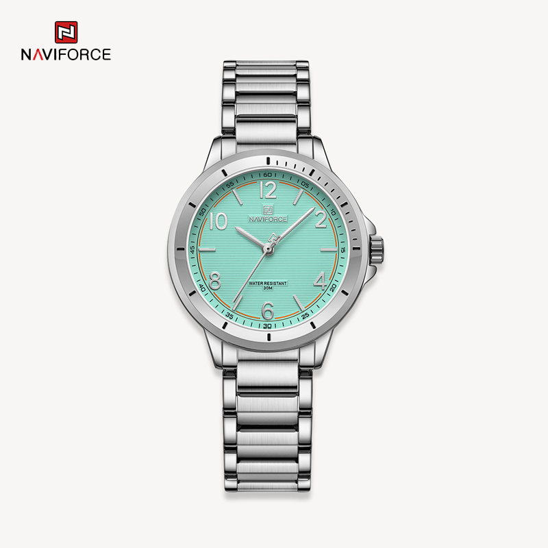 NAVIFORCE Water Resistant Female Wristwatch NF5021 (Silver Green)