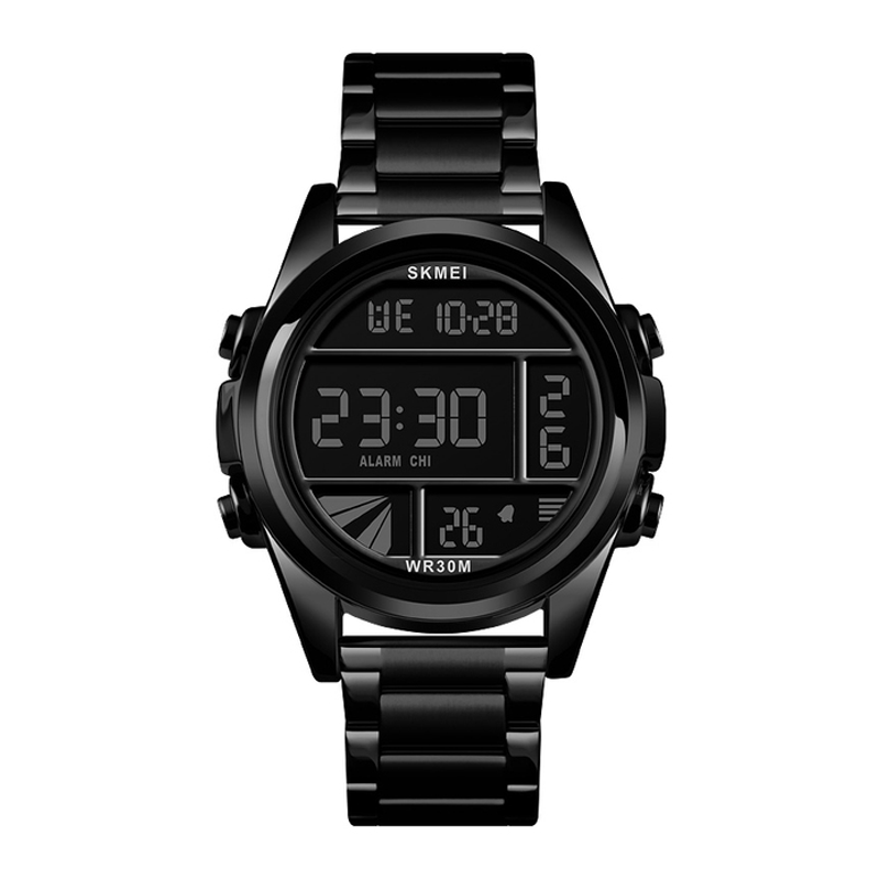 SKMEI Creative Luxury LED Digit Military Waterproof Luminous Alarm Date Wristwatch (Black)