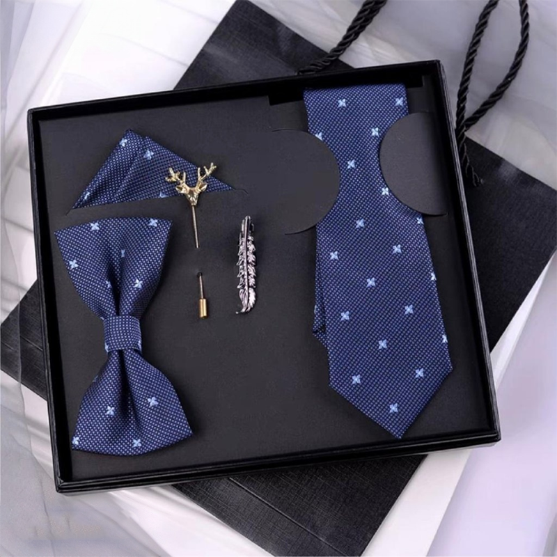 Premium Imported Tie Set (Navy Blue)