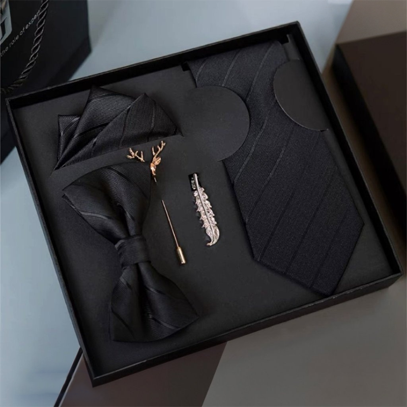 Premium Imported Tie Set (Black)
