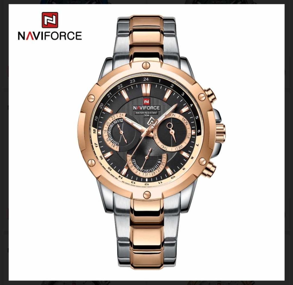 NAVIFORCE Stainless Steel Quartz Wristwatch Creative Fashion Mens Watches Luxury Calendar Luminous Clock Business Casual Watch