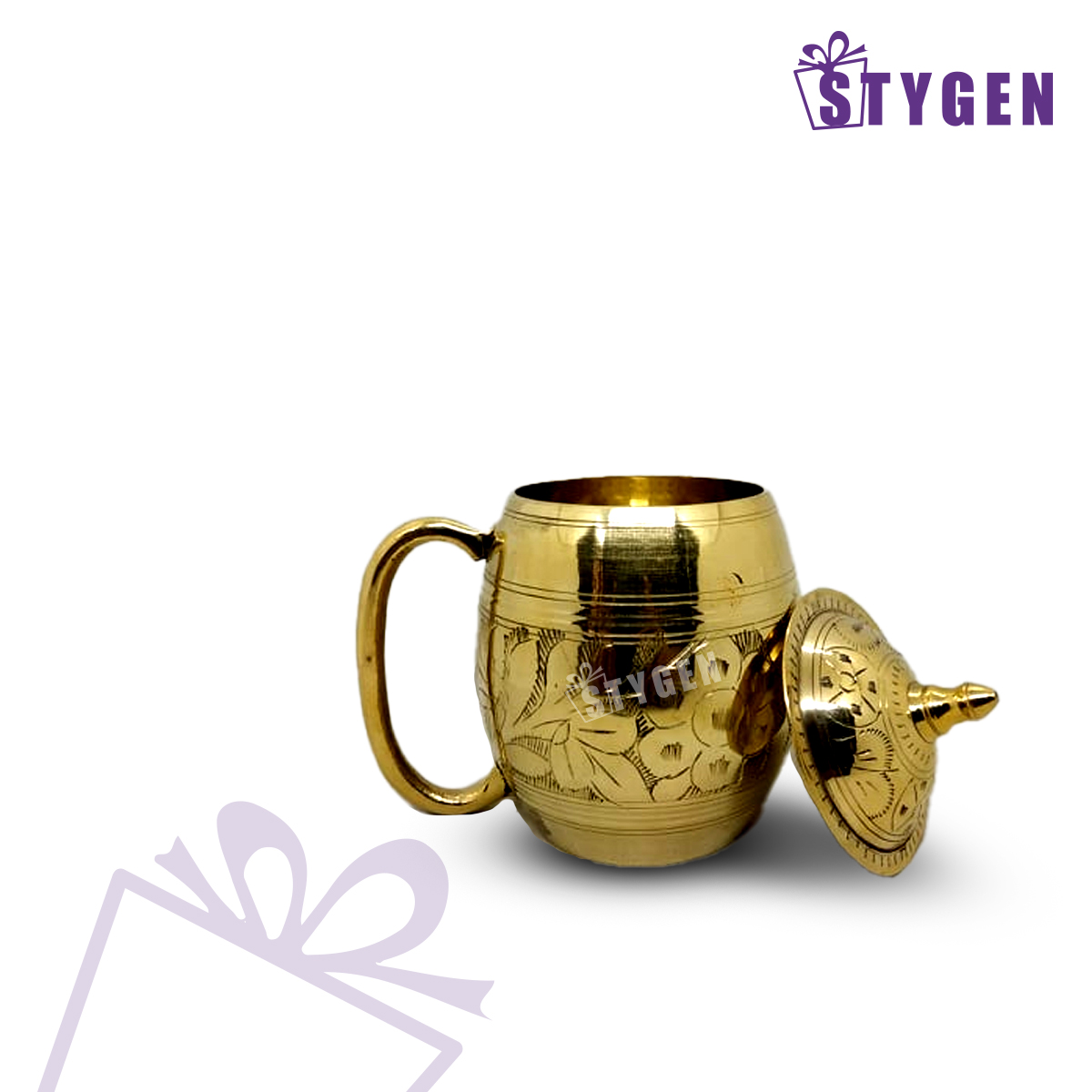 Brass Made Round Shape Water Mug With Cover